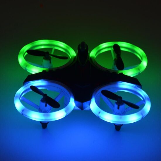 Kvadrokopteris - Drons ar Led gumijotiem aizsargiem, lādējams