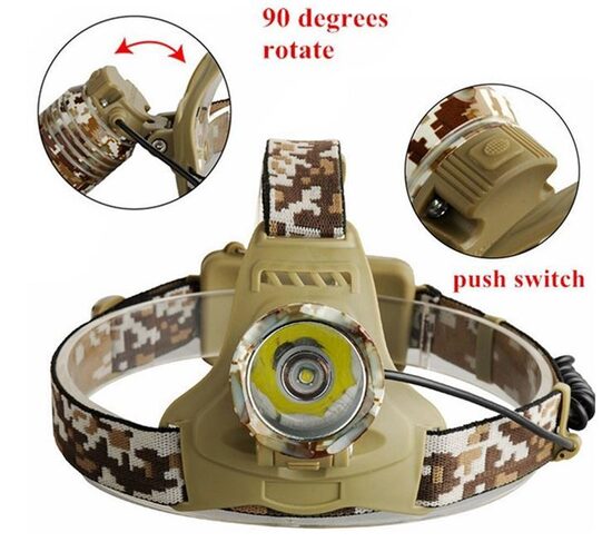 CREE XML T6 3 Mode 2000LM Kamuflāžas LED galvas lukturis