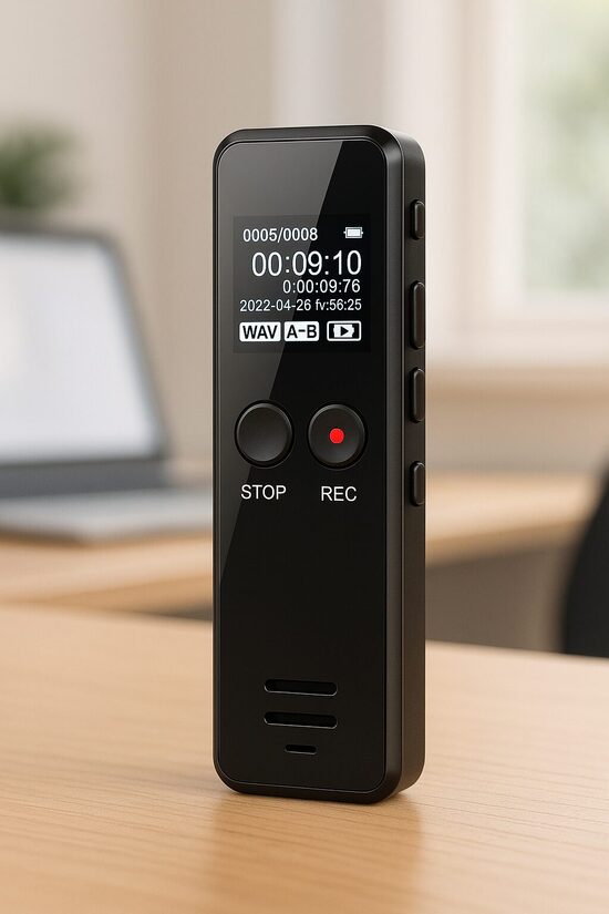 Digitālais balss ierakstītājs Diktafons 64Gb ar HD skaņu, MP3 funkciju un paroli – 35h darbības laiks