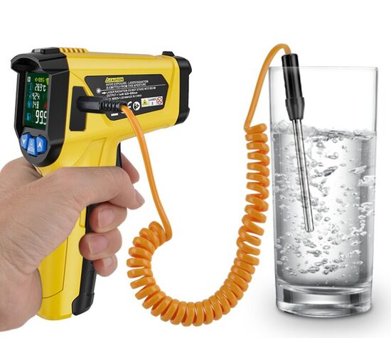 Lāzera termometrs (- 50 - 800 + C) ar 'devēju' iekšējās temperatūras mērīšanai