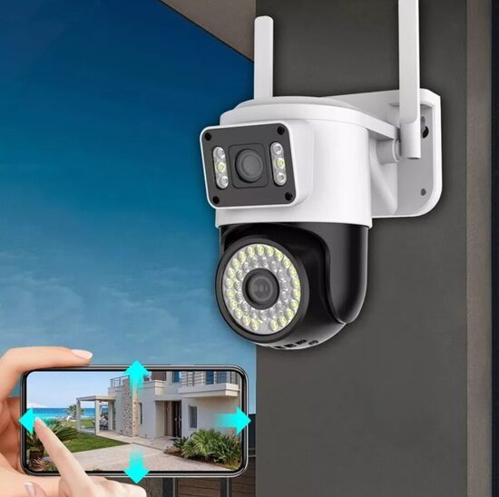 Videonovērošanas wifi kamera ar Dubultu Objektīvu un 360° Panorāmas Skatu