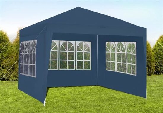 Dārza paviljons - nojume, 3 x 3m ar četrām sienām, dārza telts, zila