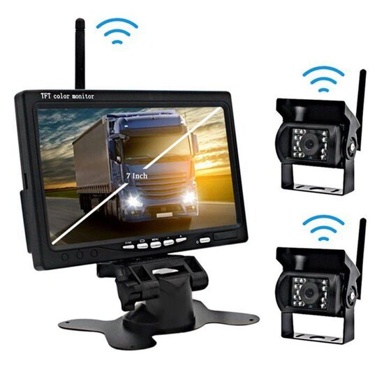 Bezvadu Atpakaļskata kamera 2gab plus Monitors 7'