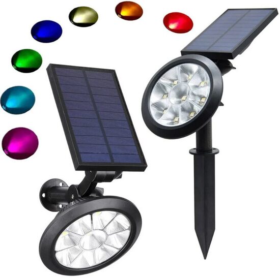 Daudzkrāsaina lampa ar saules bateriju