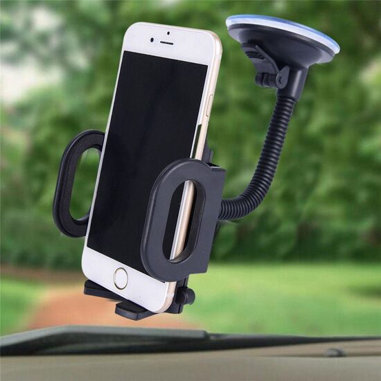 Telefona automašīnas turētājs, grozāms 360 °, līmējams pie vējstikla, mobilajiem tālruņiem