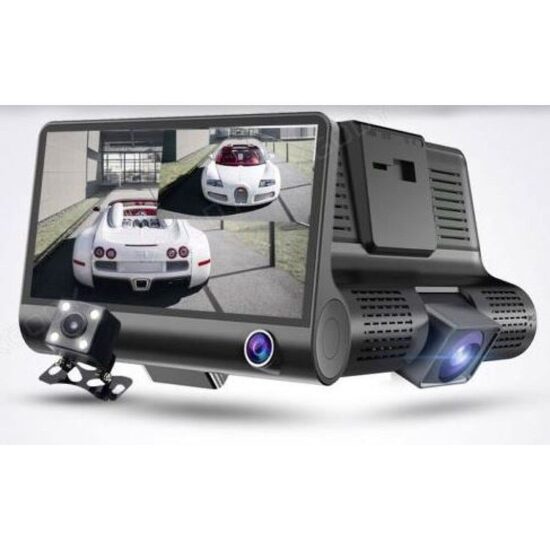 Video reģistrators ar 3 kamerām, nakts redzamību un atpakaļskata kameru, 1080FHD, 4 collu monitors