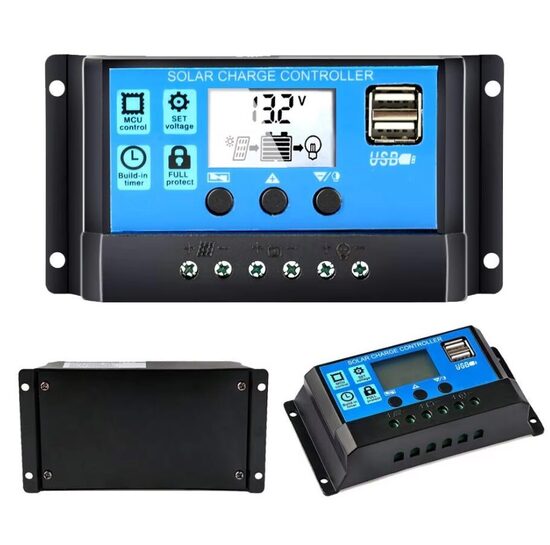 12V/24V 20A Saules Paneļu Uzlādes Kontrolieris ar USB un LCD Displeju