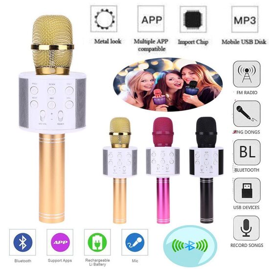 Divi vienā - pārnēsājams bezvadu bluetooth karaoke mikrofons, KTV
