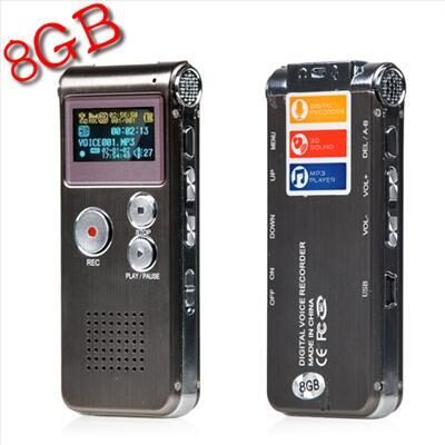 Diktofons 8Gb, Dual mic, Li-on battery, Grey