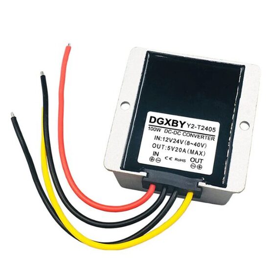 Strāvas pārveidotājs no 12/24v uz 5v, 100w 20A