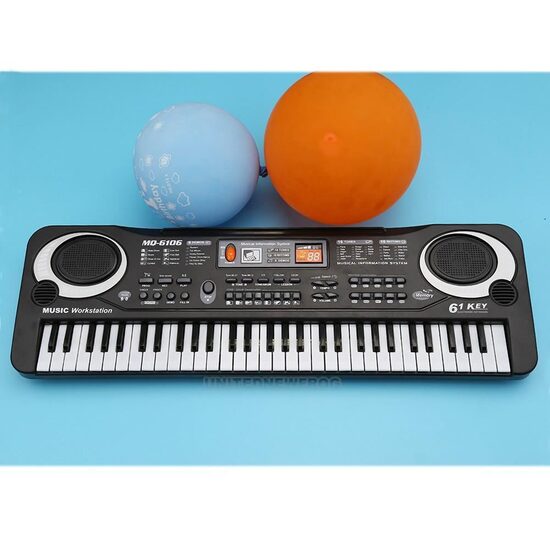 Elektroniskās klavieres - sintezators ar mikrofonu, dažādām funkcijām un 61 taustiņu, 54 x 14,5 cm