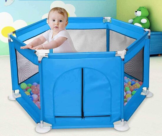 Bērnu drošības sētiņa, manēža - saliekama 125 / 110 / 65cm, zila