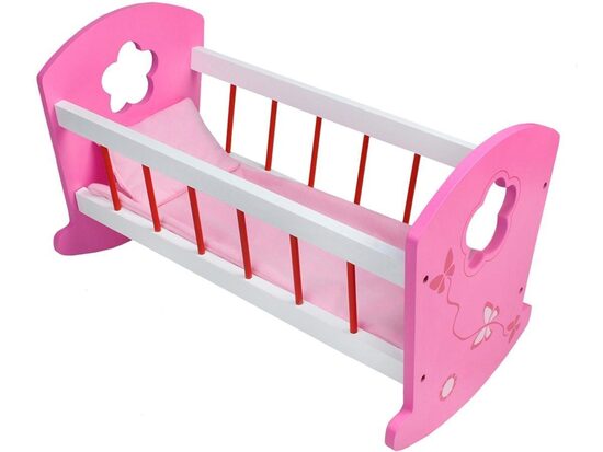 Leļļu šūpuļgulta 53x28x33cm, rozā