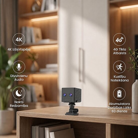 4G video novērošanas kamera ar sim karti 5MP 2 kameras