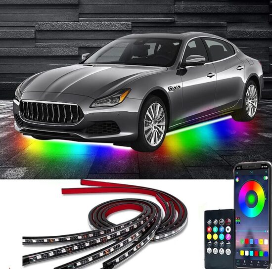 zem Automašīnas Led apgaismojums ar pulti (arī bluetooth caur telefonu), 120x150cm