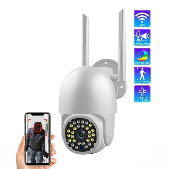 Wifi kamera āra apstākļiem un iekštelpām (vadība no telefona, 360g redzmība, ieraksts, nakts redzmība)
