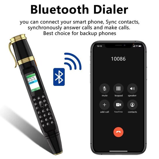 Mobilais Tālrunis Pildspalva ar 2 sim bluetooth Fm radio 178x25x22mm