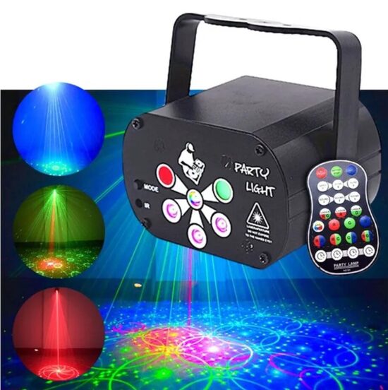 Lāzera projektors ar pulti, 60 dažādi objekti (raksti), RGB, LED disko gaisma