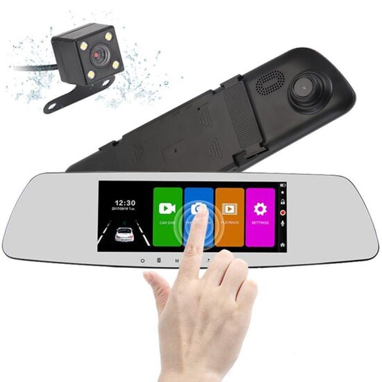 Automašīnas video reģistrators spogulis, 4,3 collu HD ekrāns + atpakaļskata kamera