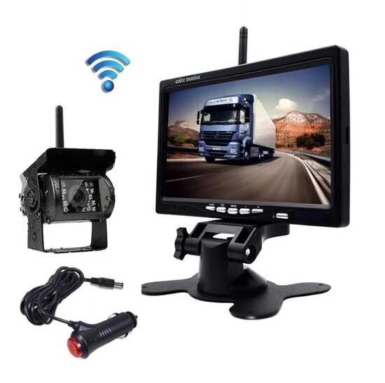 Bezvadu atpakaļskata kamera ar monitoru (7 collas, 12v-24v, nakts redzamība)