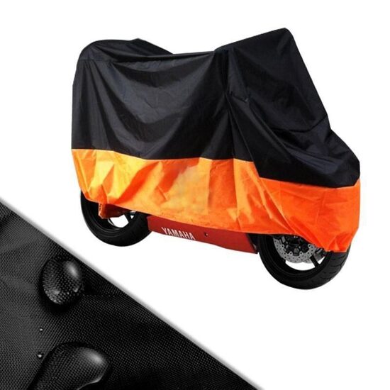 Motocikla pārvalks / pārklājs ūdens, saules,vēja izturīgs - melns ar oranžu XXL