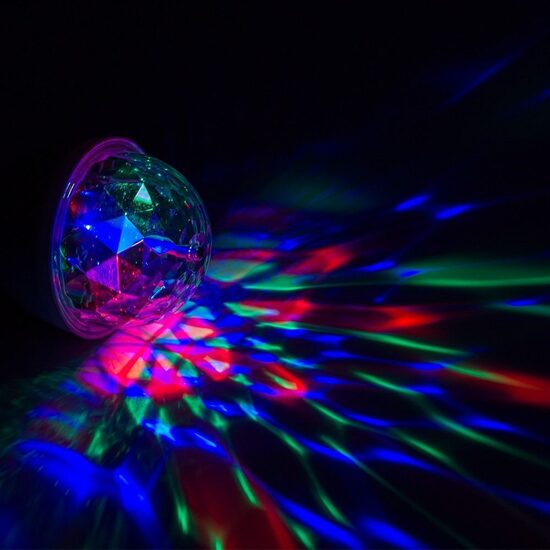 LED spuldze, rotējoša RGB disko bumba, 3W, E27