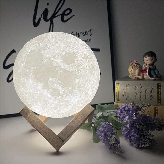 Nakts lampa 'kvēlojošs mēness', 3d mēness gaisma 8cm