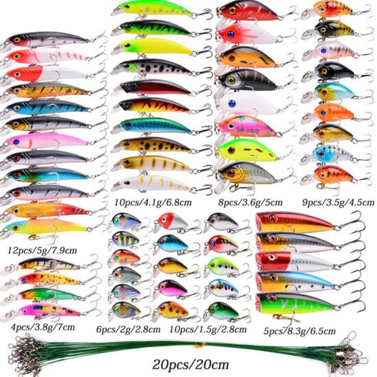 Vobleru komplekts 64gab (dažādu krāsu un izmēru vobleri)