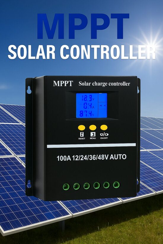 MPPT Saules Paneļu Uzlādes Kontrolieris 12V–48V 100A ar LCD un USB