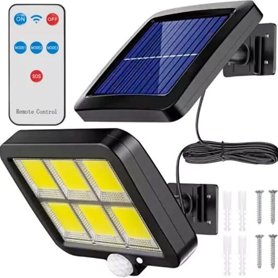120 Led Ielas prožektors ar pulti (lādējas no saules gaismas)