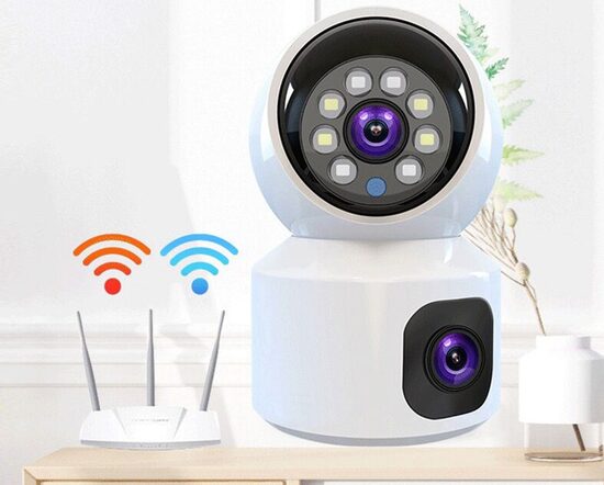 Wifi videonovērošanas kamera iekštelpām ar 2 objektīviem (ieraksts, AUTO TRACKING, nakts redzamība)
