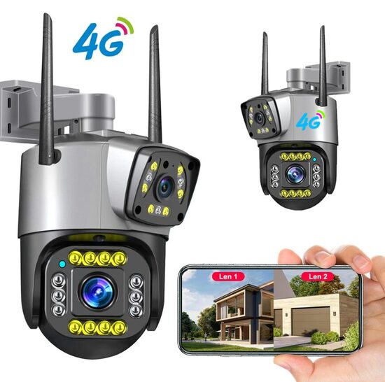 Video novērošanas kamera 4G ar Sim karti (4MP, 2 objektīvu lēcas, Auto Tracking, ieraksts, nakts redzmība, skaņa)