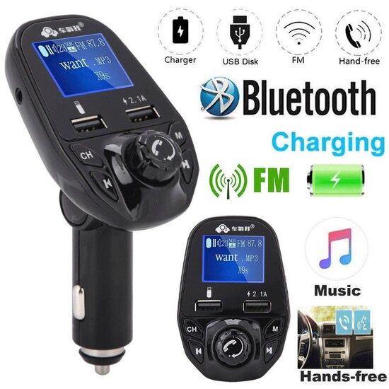 Bezvadu FM modulators - transmiteris, ar brīvroku zvanu sistēmu un USB