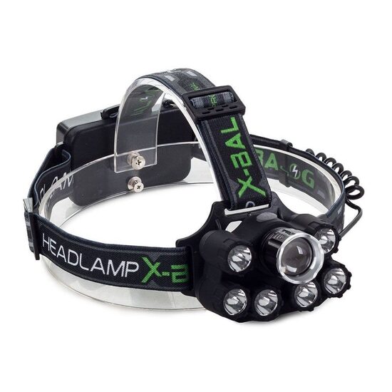 Galvas lukturis ar x7 Cree diodēm, akumulatoru un lādētāju