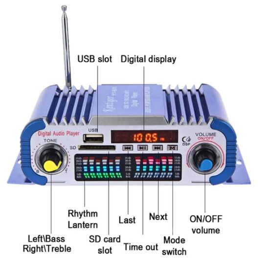 Audio pastiprinātājs 200w (Fm radio, USB)