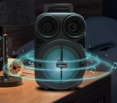 Karaoke Mikrofons ar Bluetooth tumbu, lādējams (USB / TF / FM / AUX / MIC, 200 * 133 * 301mm)