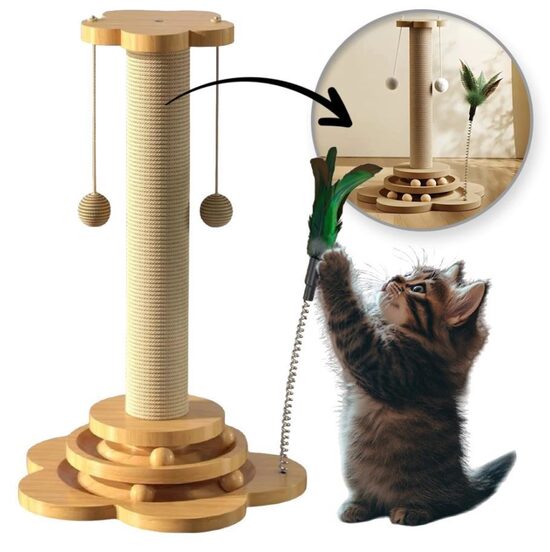 Kaķu nagu asināmais skrāpējamais stabs un rotaļlieta “4 in 1 Fun Tower” 43cm