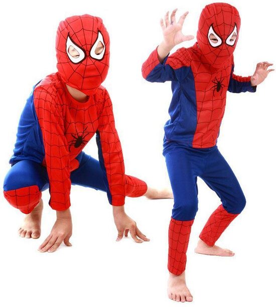 Spiderman tērps (kostīms no vairākām daļām, S, M, L - izmēri)