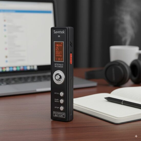 Diktofons 8Gb HQ ar Balss Aktivizāciju: Li-on Baterija, Melns