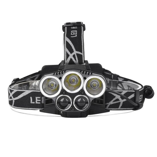 ULTRA ļoti spožs galvas lukturis, 80000LM 5X X-XM-L T6 LED, uzlādējams, ar 5 režīmiem