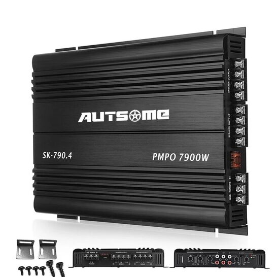 Audio pastiprinātājs 4 kanālu 12v (4Ω 3900W x 2 Ch, RMS Power Output 4Ω 120W x 4 Ch)