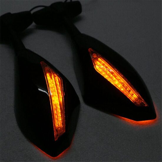 LED motocikla atpakaļskata spoguļi (moto spoguļi) universālie 2gab, komplekts, melni