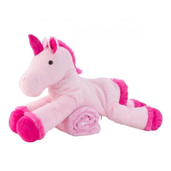 Plīša Vienradzis 63cm, ar vienu Ragu un plediņu 80x100cm, rozā