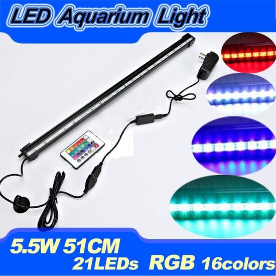 Zemūdens LED apgaismojums akvārijam ar pulti, RGB, 51 cm