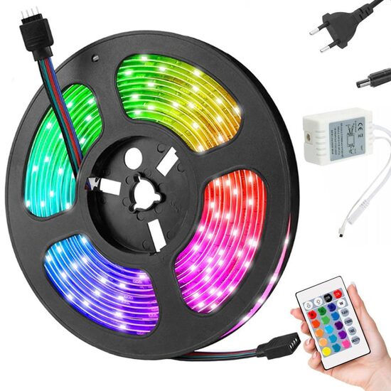 RGB 5050 SMD LED Lenta 5M: Mitrumizturīga + Piederumi