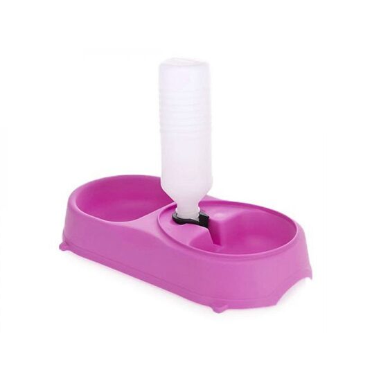 Dzīvnieku barošanas bļodiņa ar papildus ūdens rezervuāru