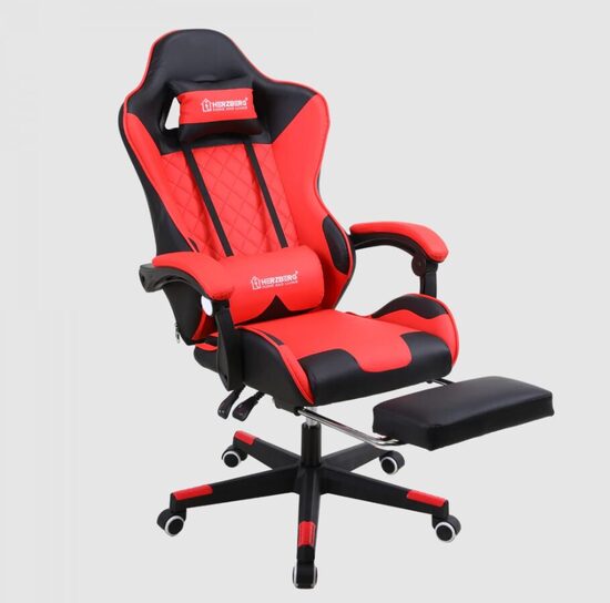 Biroja krēsls Herzberg HG-8081 ar masāžas funkciju, sarkans ar melnu datorkrēsls