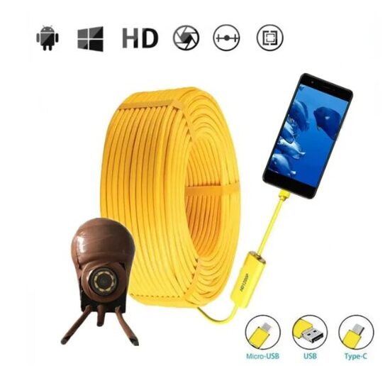 Zemūdens kamera 3m, slēdzama pie telefona, usb/type-c/micro usb, makšķerēšanas kamera