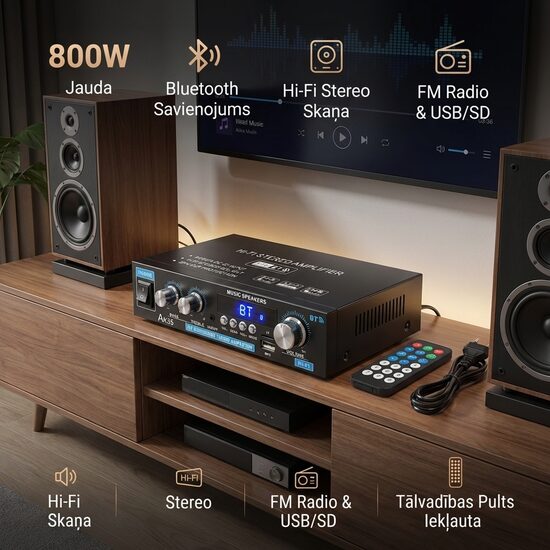 Kompakts Bluetooth Stereo Audio Pastiprinātājs