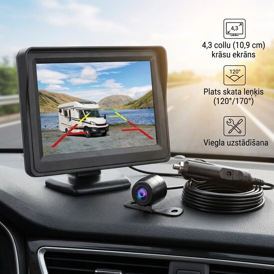 Atpakaļskata kamera + monitors 4.3 collas